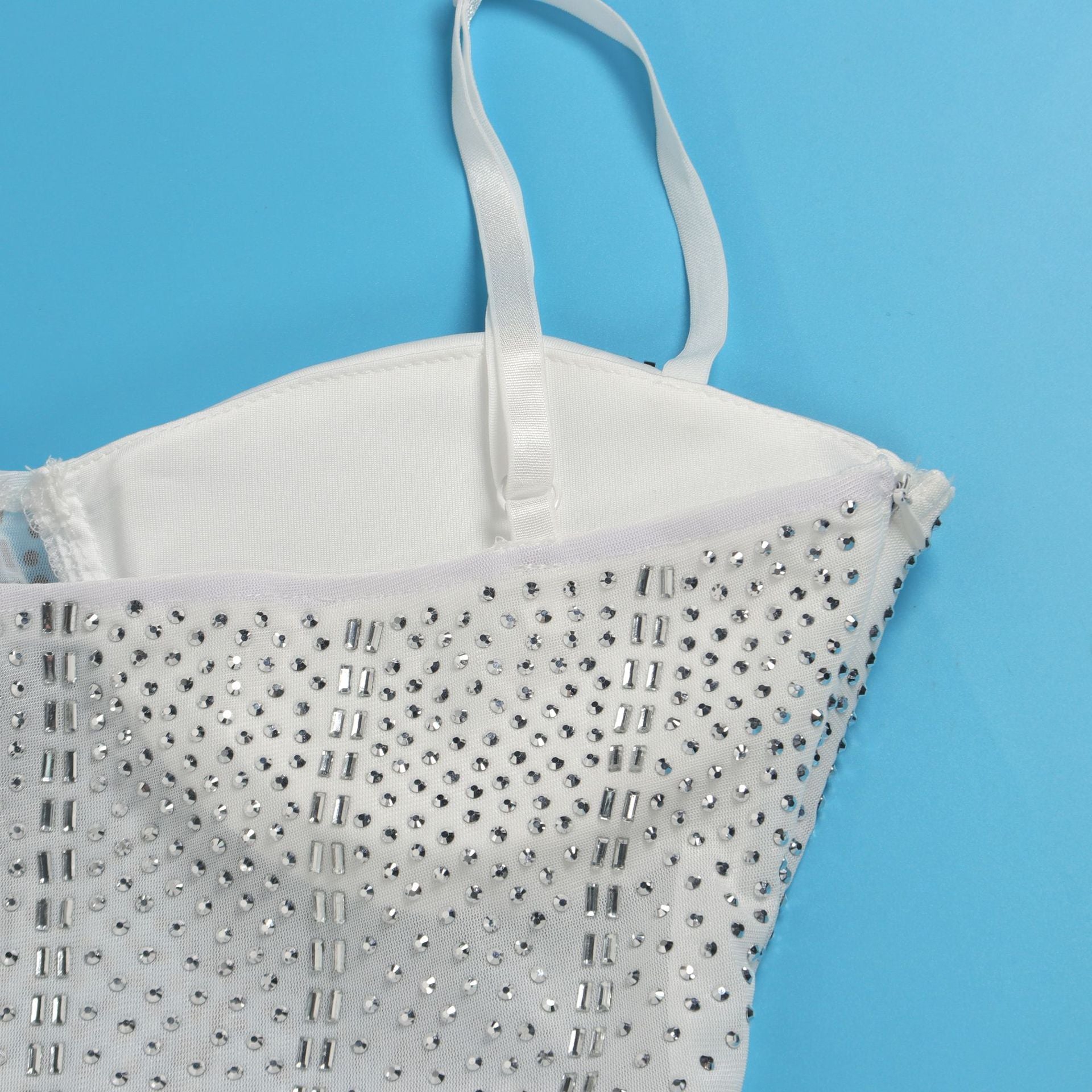 Women Sexy Beaded Stretch Camisole Cascading Ruffles Dress Tutu 34