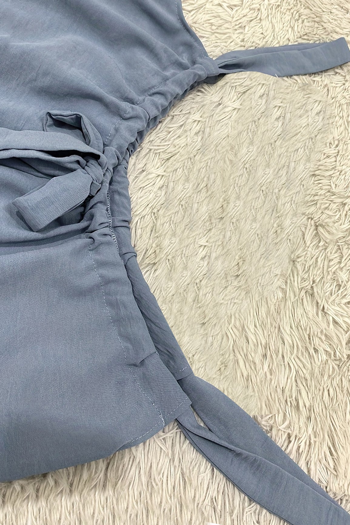 Drawstring Suspenders Wide Leg Trousers Strapless Crop Top Two-Piece Set 42