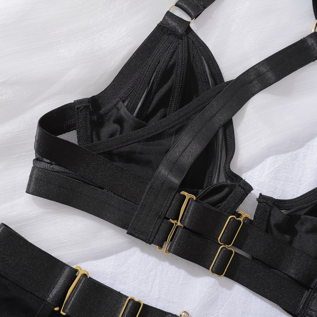 Fashion See - Through Mesh Sexy Cut - Out Lingerie Five - Piece Set - BamBam