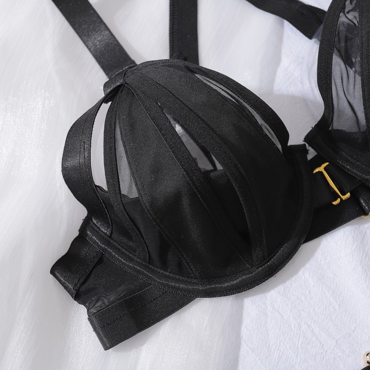 Fashion See - Through Mesh Sexy Cut - Out Lingerie Five - Piece Set - BamBam