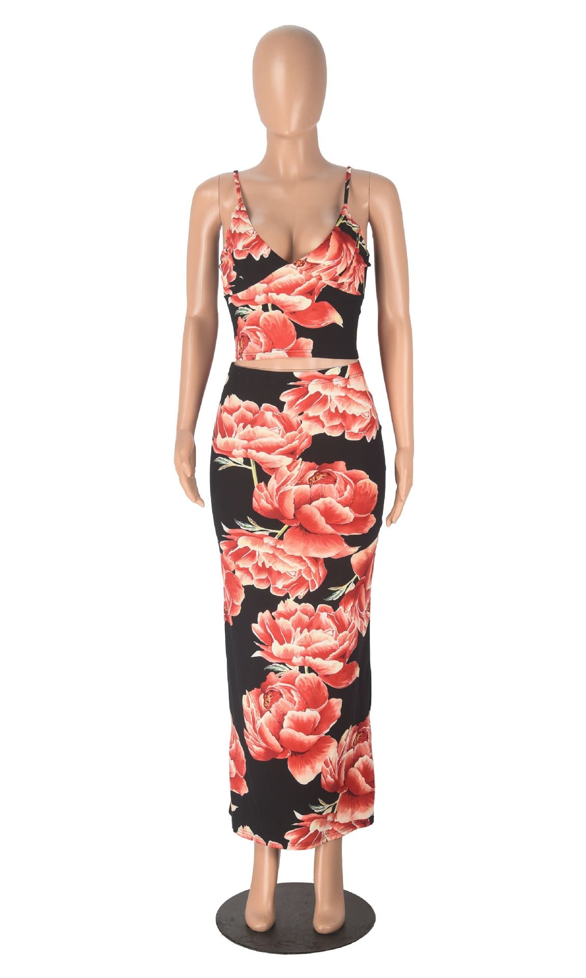 Women Spring Sexy Suspender Crop Top and Bodycon Skirt Two-Piece Set 12