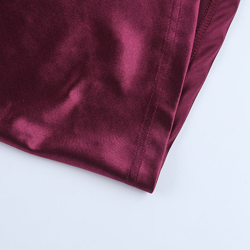 Sexy One Shoulder Hollow-Out Satin Maxi Dress Chic Gown 17