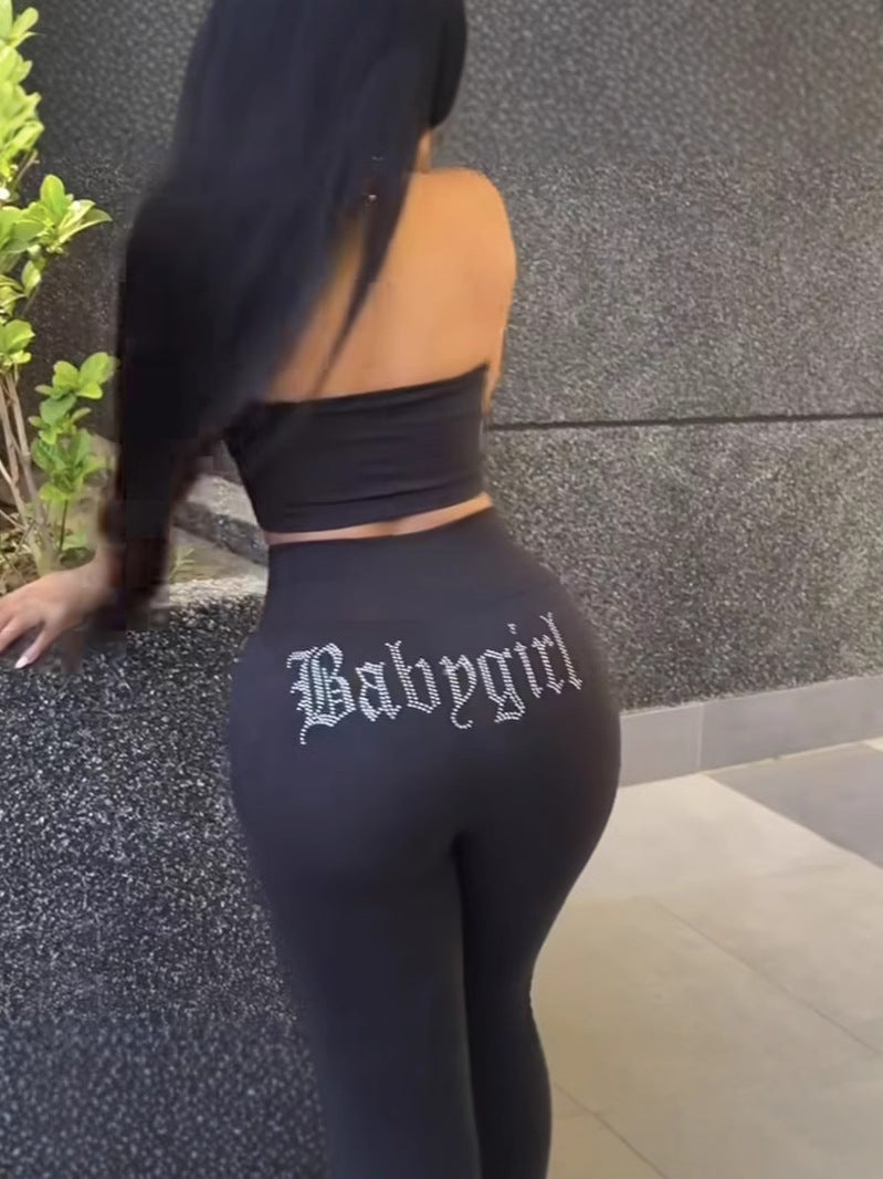 Women sleeveless Strapless And Pant Casual Two Piece Set 4