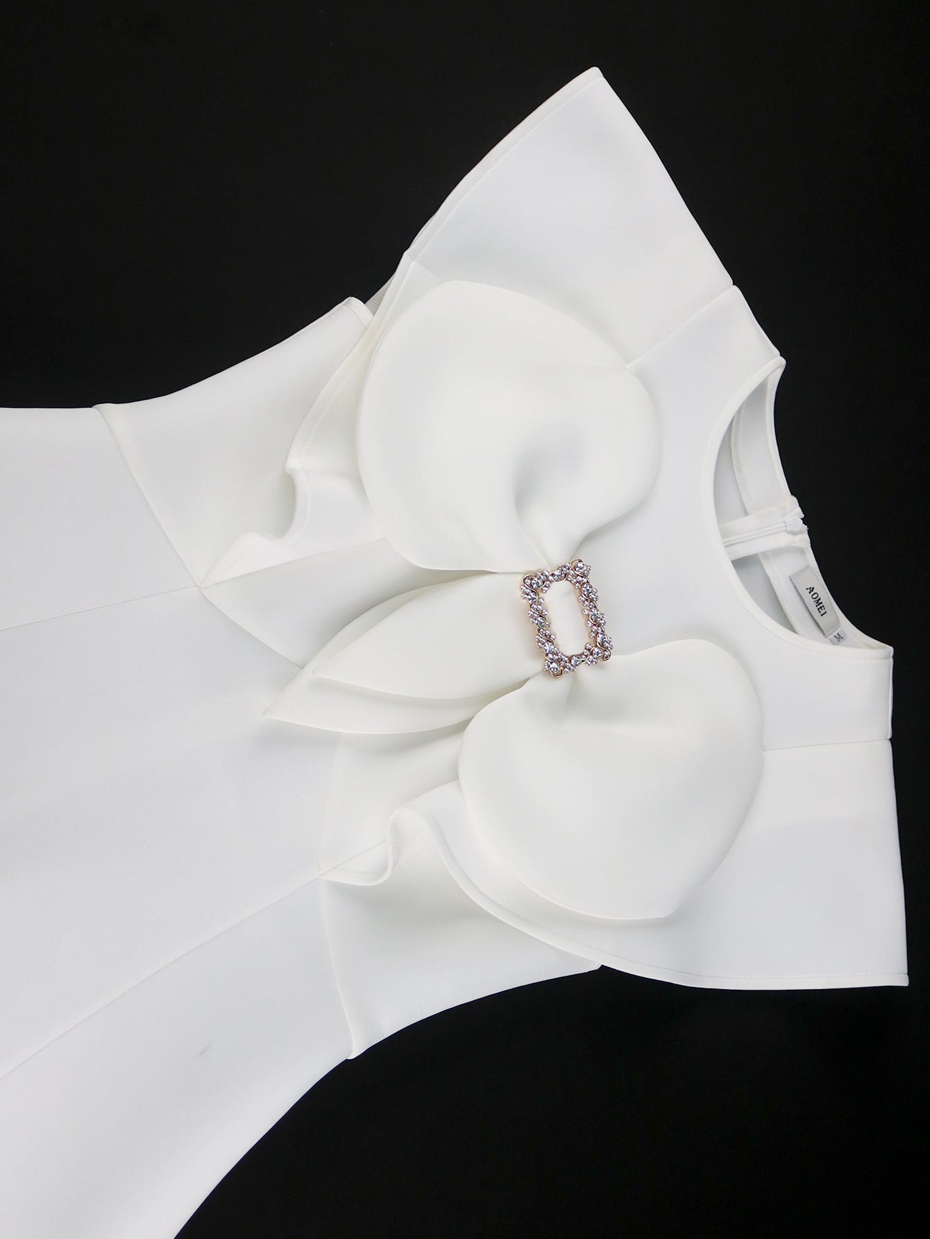 Women Summer Round Neck Bow Cape Sleeve Dress 13