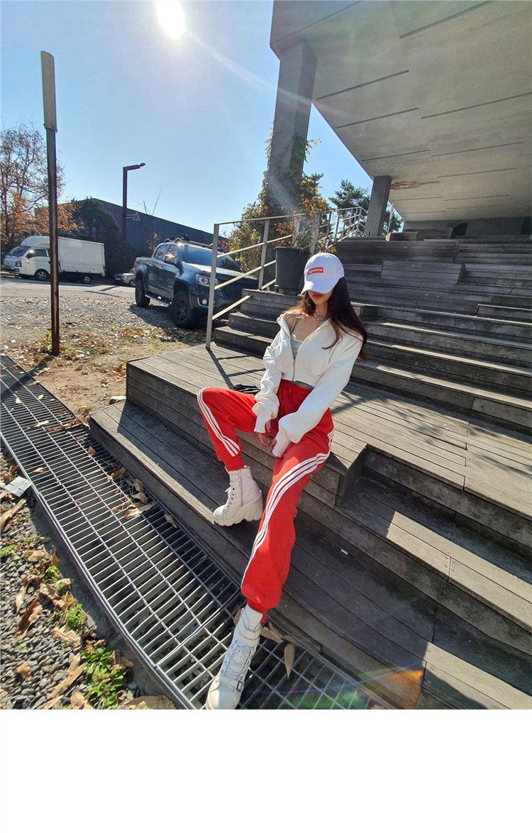 Autumn and winter chic fashion hooded short sportsCasual zipper women's trend Hoodies 11