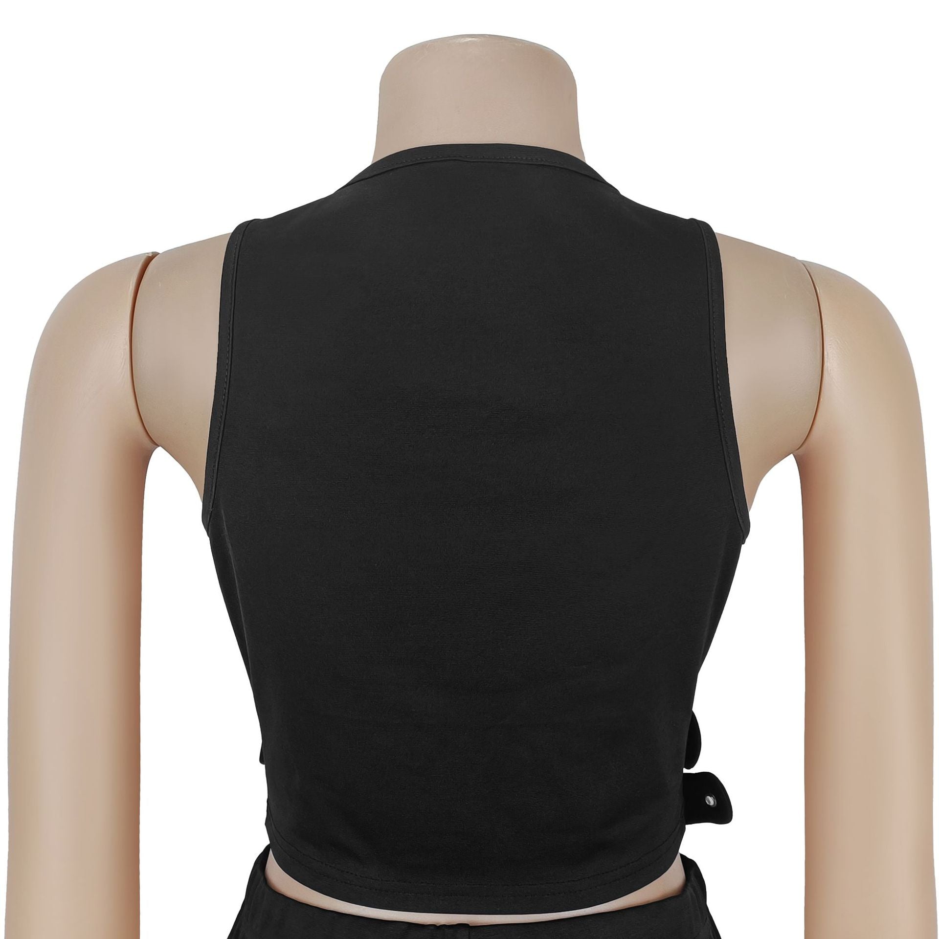 Women V-Neck Buckled Belt Top and Pants Two-Piece Set 13