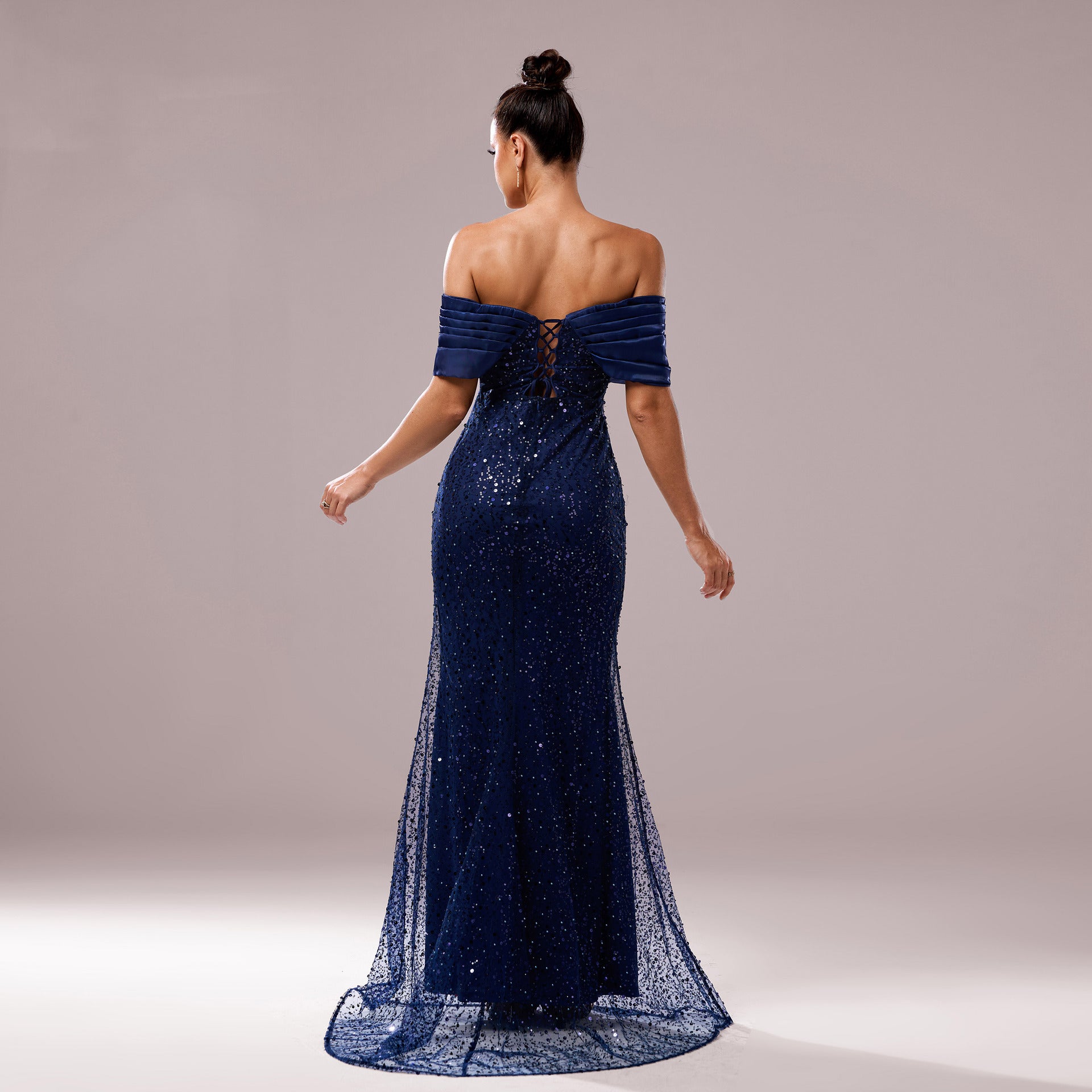Luxury Off-Shoulder Sequin Fishtail Evening Dress 4