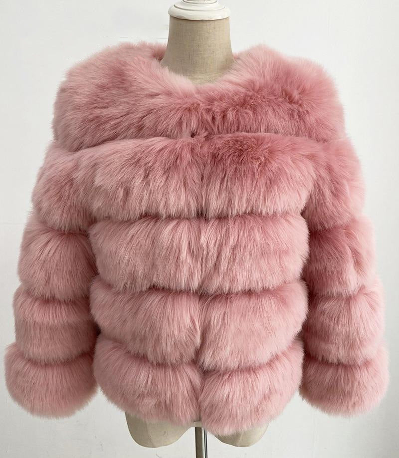 Women's Cropped Long Sleeve Fur Faux Fur Coat 27