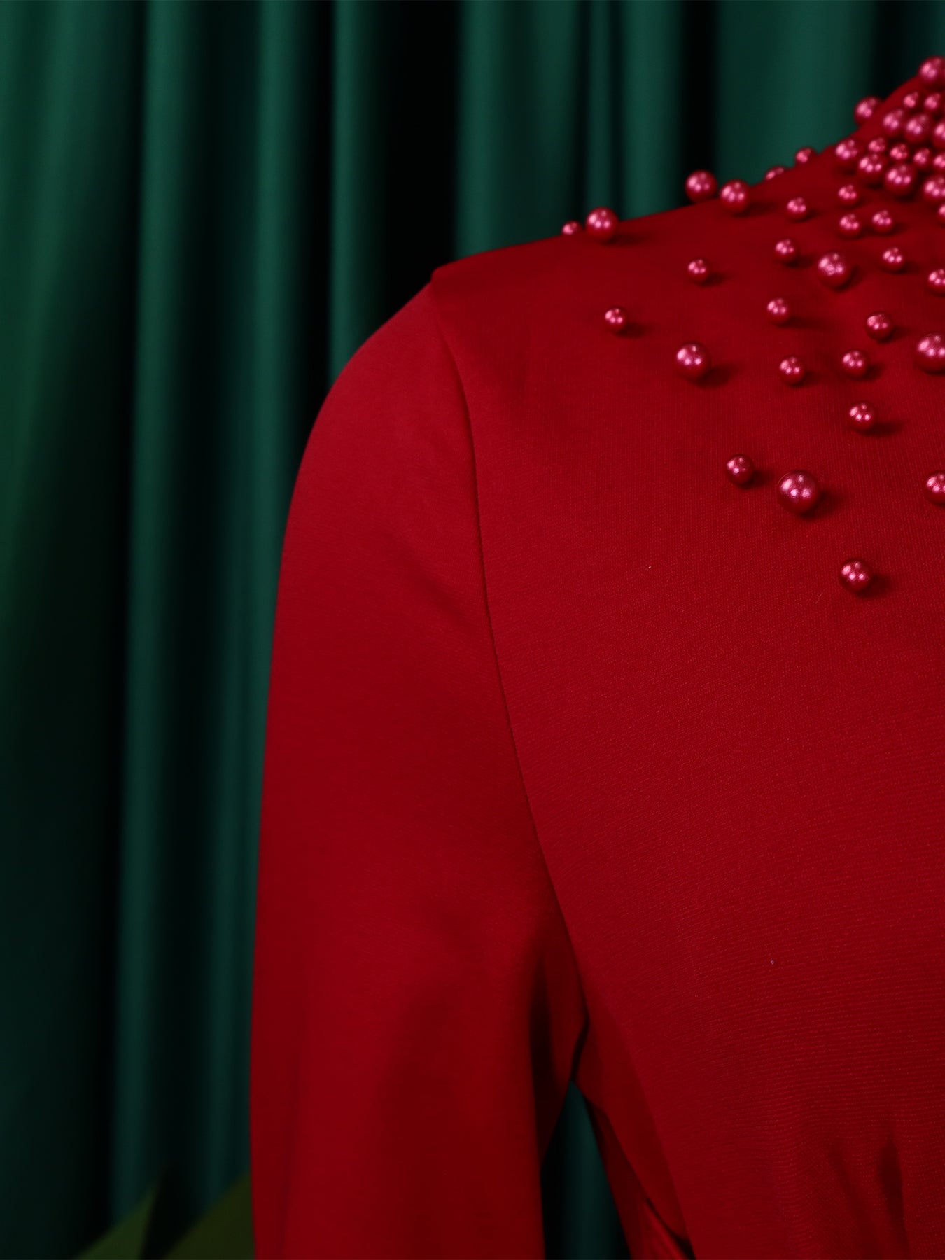 Women High Neck Elegant Beading African Dress 19