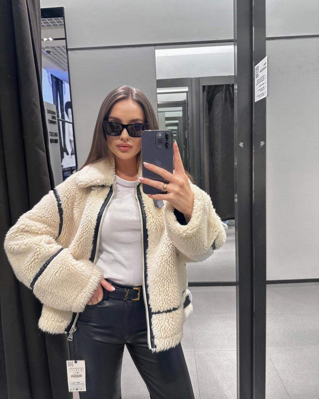 Women autumn and winter lamb wool coat