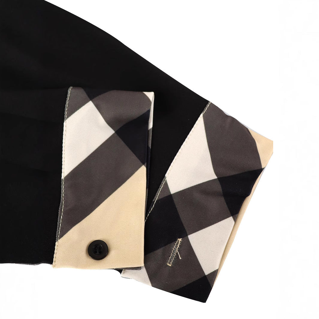 Women Contrast Patchwork Shirt and Cuffed Pants Two-piece Set 5