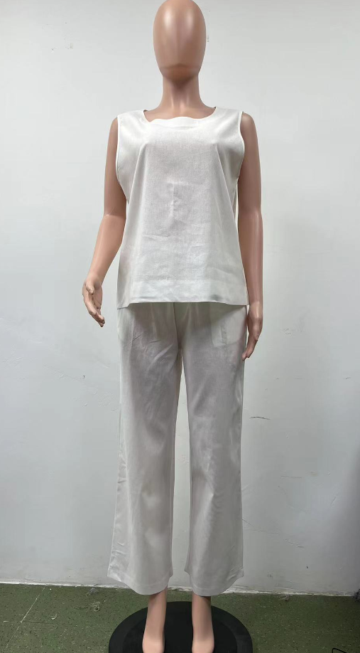 Women's Summer Sleeveless Top Wide Leg Pants Two-Piece Set 8