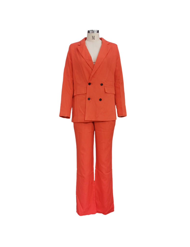 Fall Women Chic Solid Suit And Pants Two Piece 17