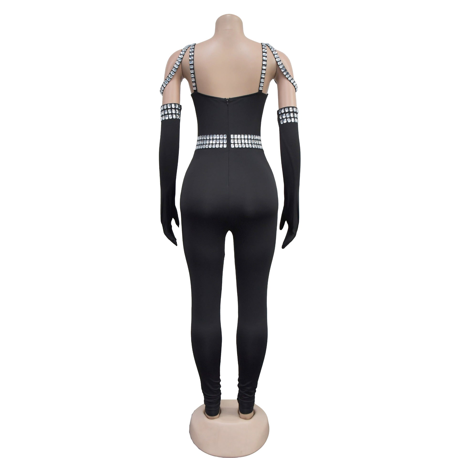 Fashion Women Strap Beaded Long Jumpsuit 8