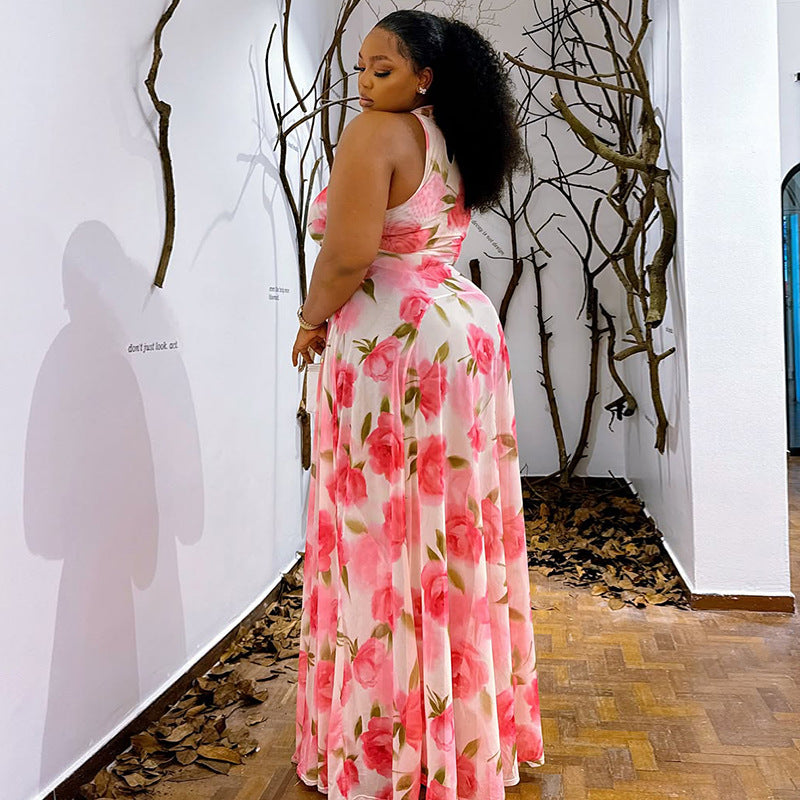 Women elegant printed pleated dress 4