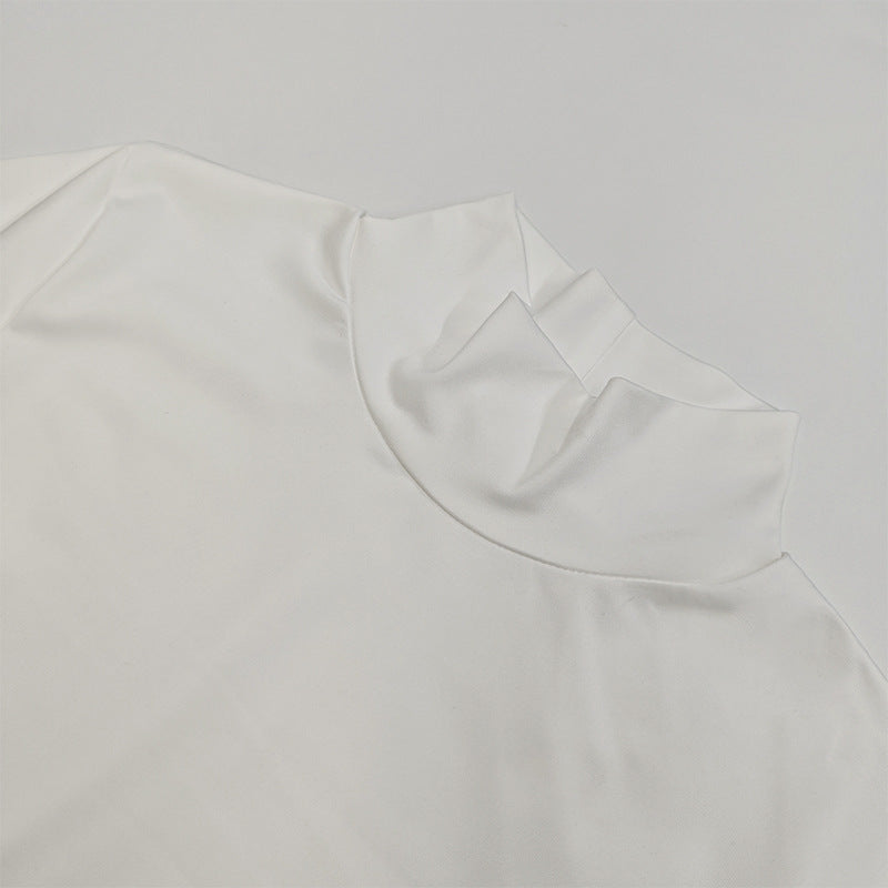 Women Solid Bell Bottom Long Sleeve Lace-Up Bodycon Dress 11