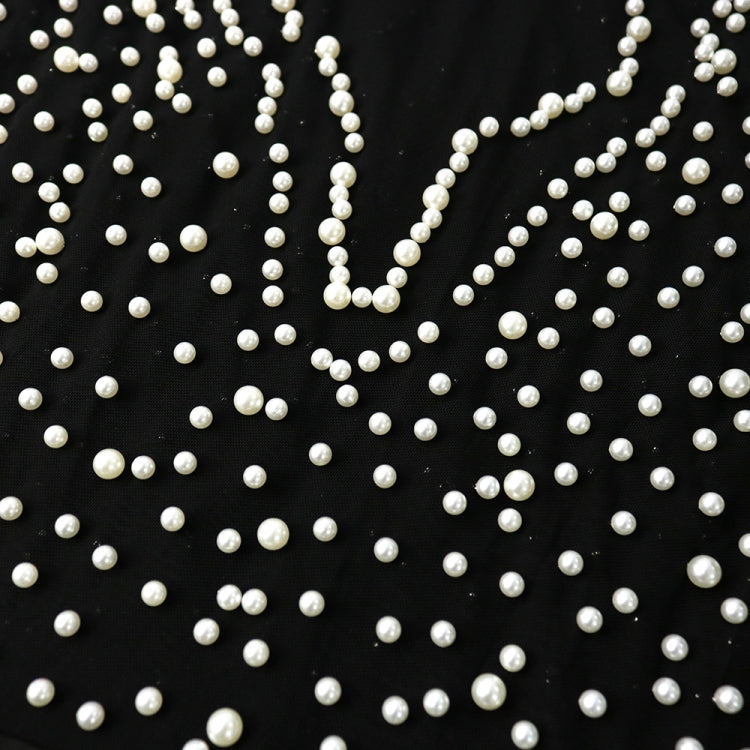 Autumn Formal Black Beaded Short Sleeves Slit Evening Dress 7