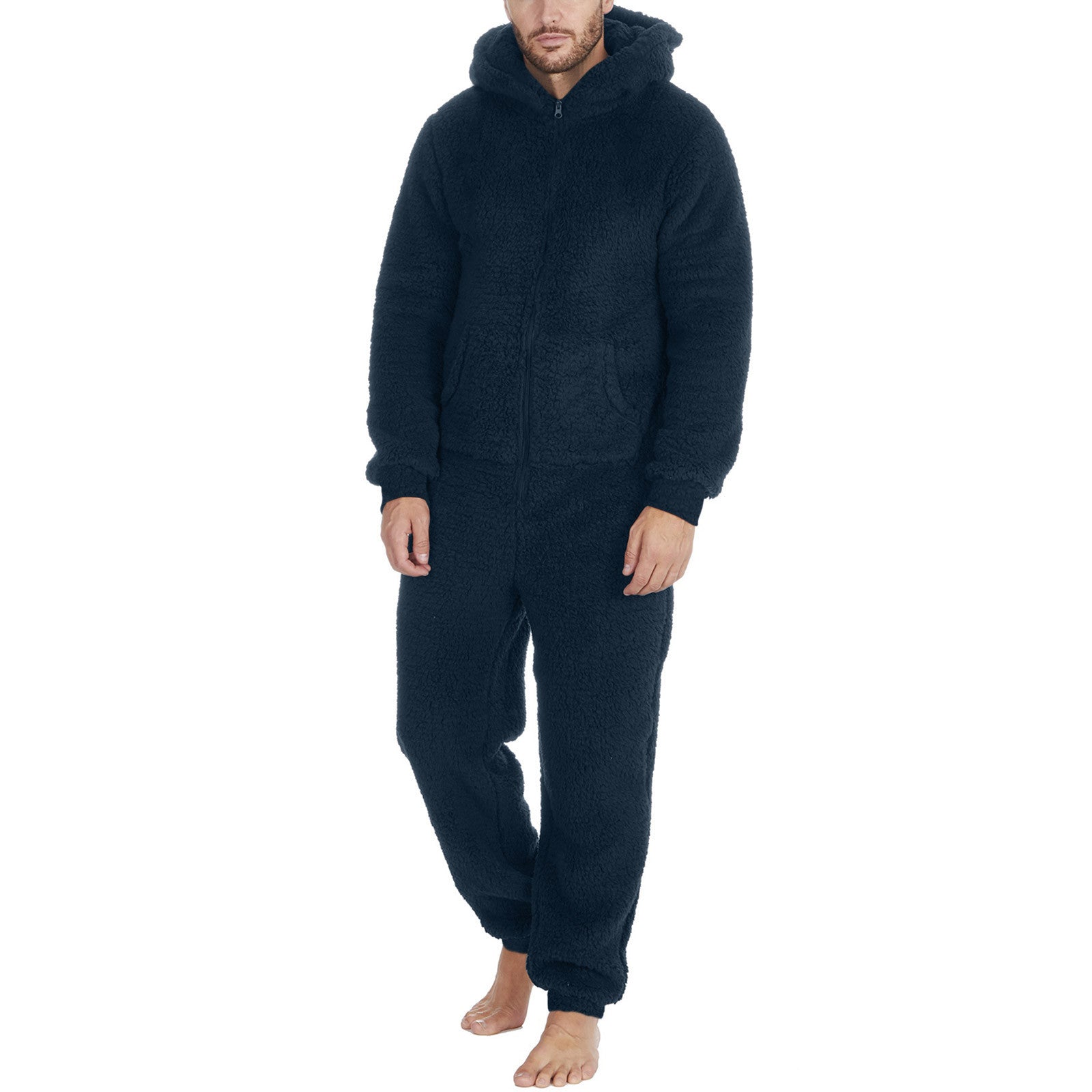 Men's Couple's Zippered Fleece Jumpsuit Thermal Pajamas 21
