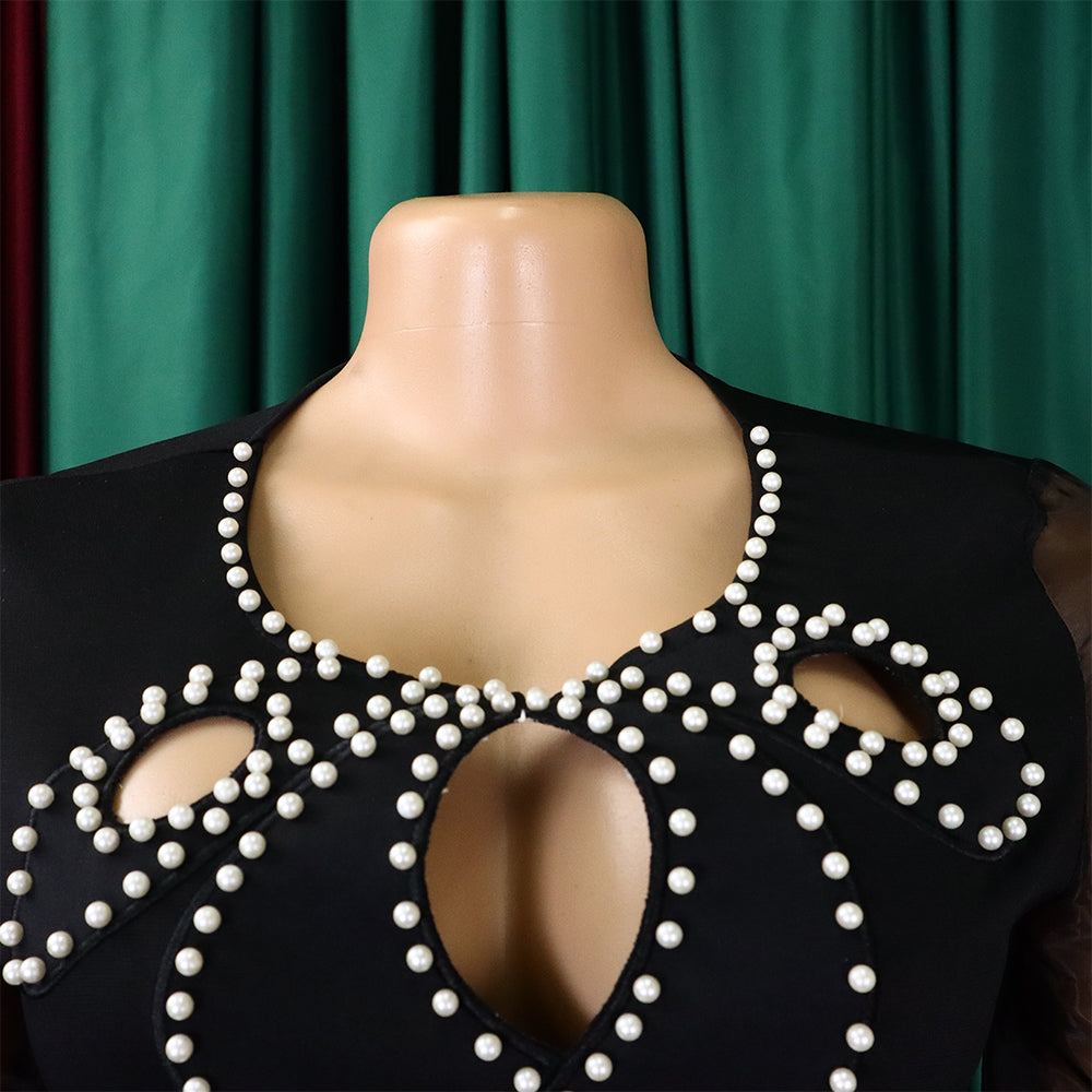 Women'S Summer Short Sleeve Puff Sleeve Beaded Sexy Wide Leg Slim Waist Plus Size Jumpsuit 23