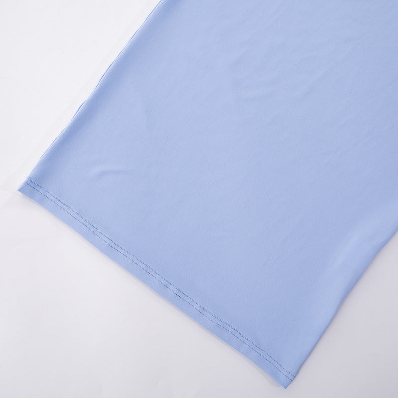 Women's Spring Solid Short Sleeve Crop Two Piece Skirt Set 35