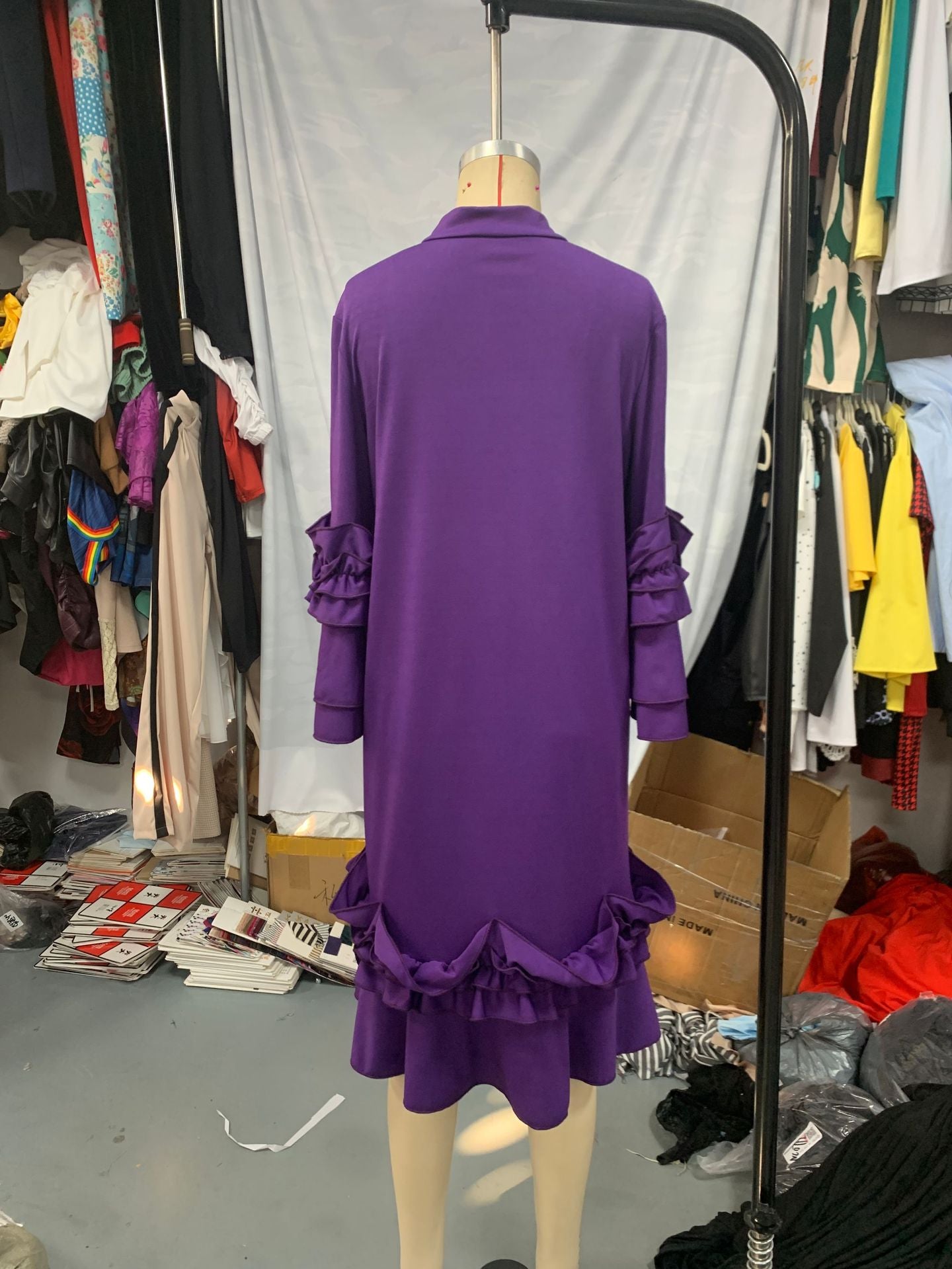 Spring Summer Fashion Casual Bell Sleeve Plus Size Dress 5