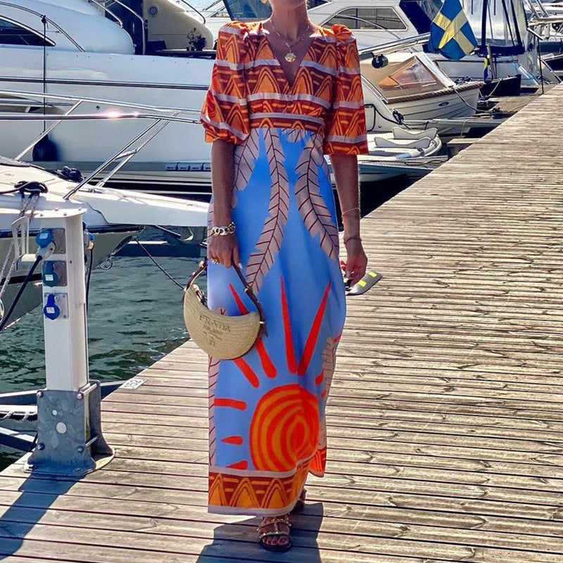 Women Sexy Printed Bohemian Dress 3