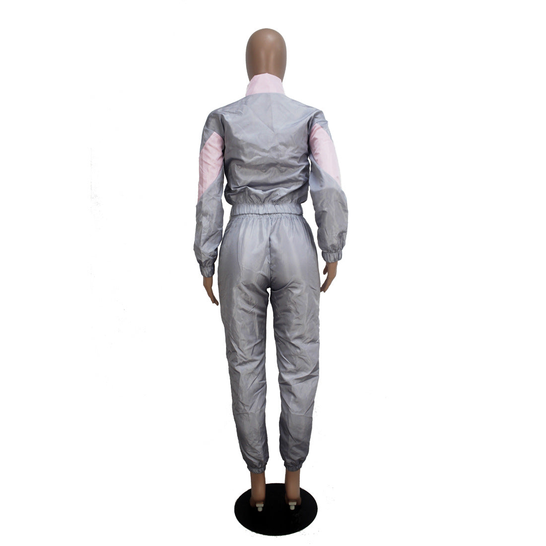 Women's Color Block Long Sleeve Trench Coat Pants without Pocket Set 16