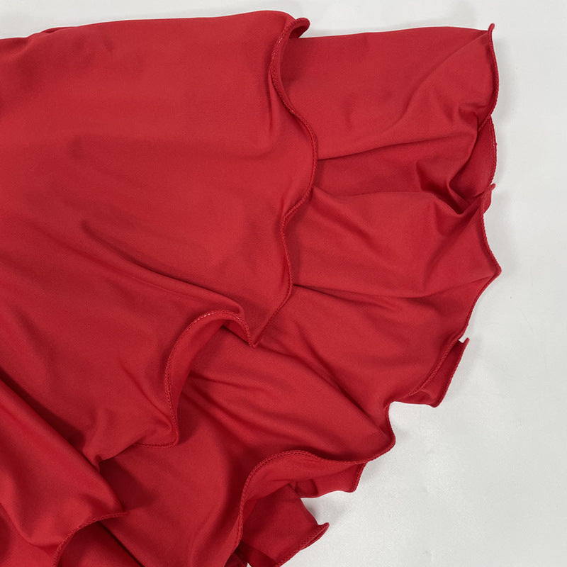 Summer Sexy Single-Button Bell Sleeve Slim Waist Mini Dress 35