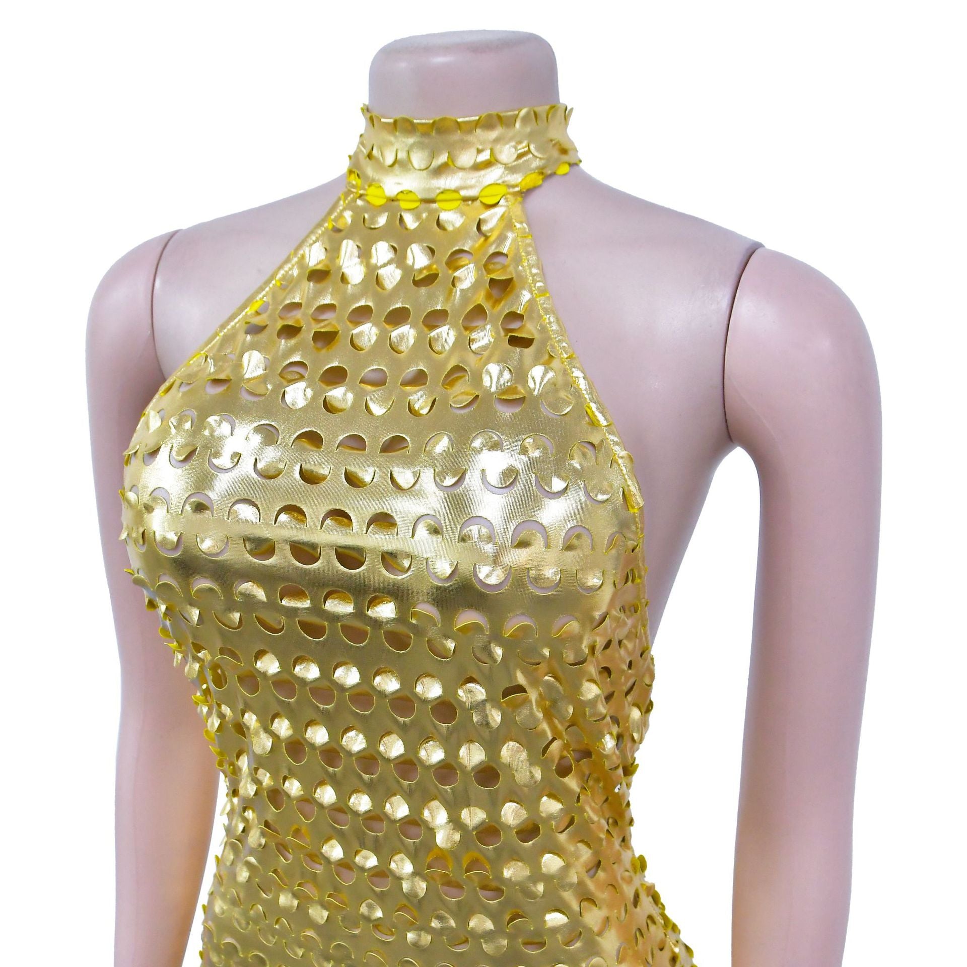 Fashion Women's Solid Color Sleeveless Low Back Halter Neck club Dress 20