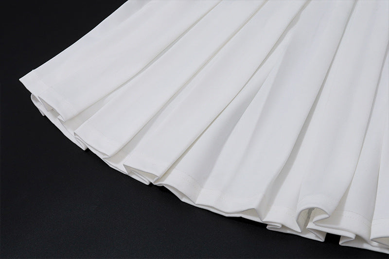 Women spring sexy v-neck vest and pleated Skirt two-piece set 13