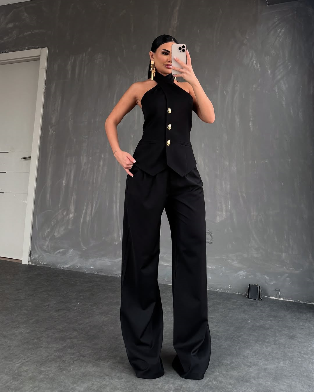 Women Summer Halter Neck Sleeveless Vest Top Trousers Casual Two Piece Set 5