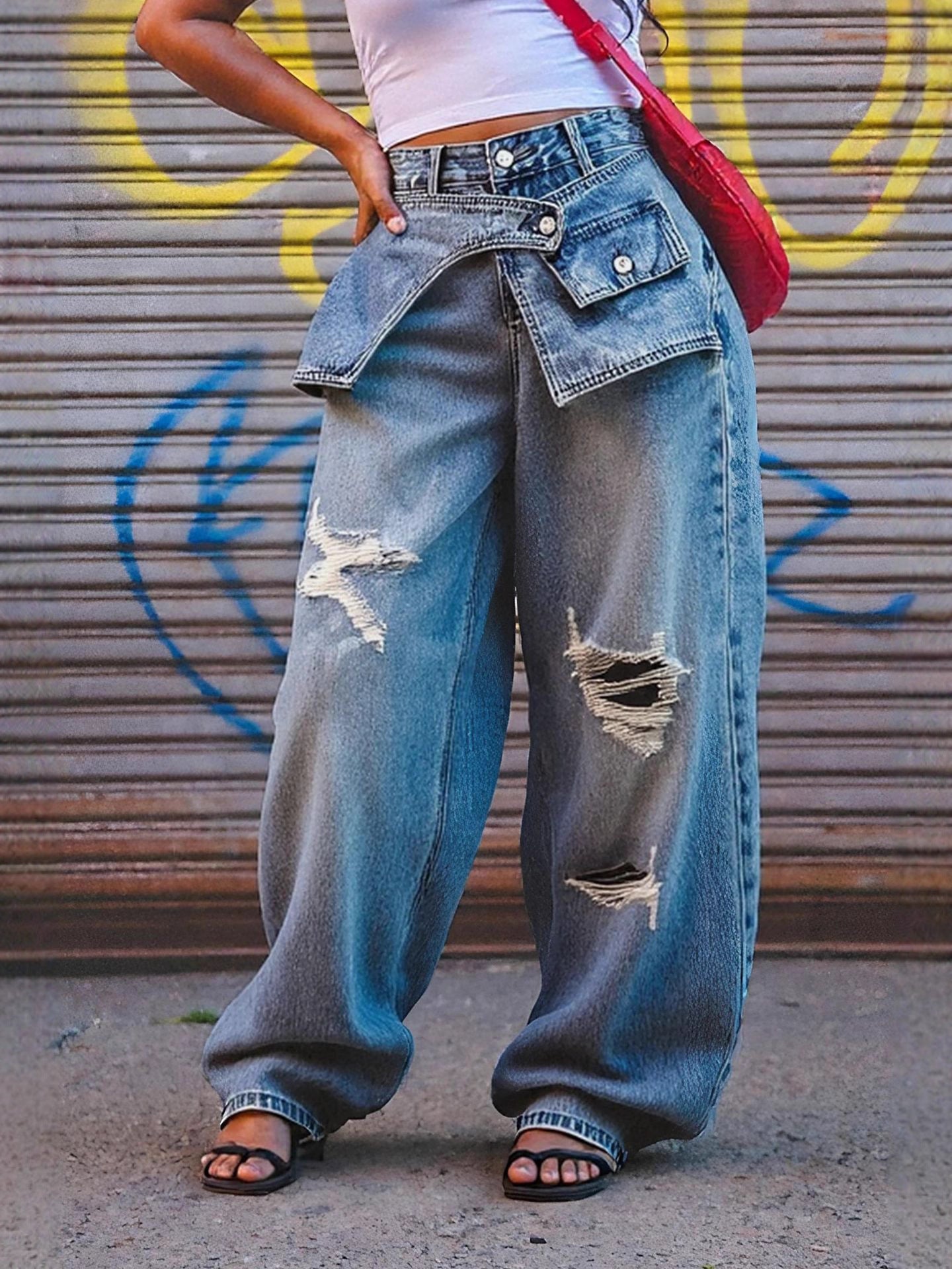 Women Ripped Denim Pant 4