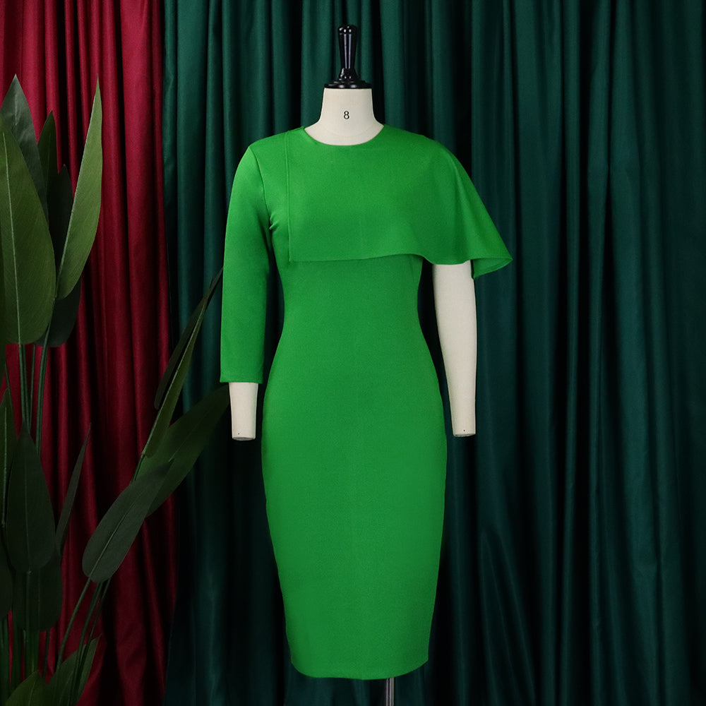 Plus Size Ladies' High Waist Ruffled Chic Bodycon Pencil Dress 17