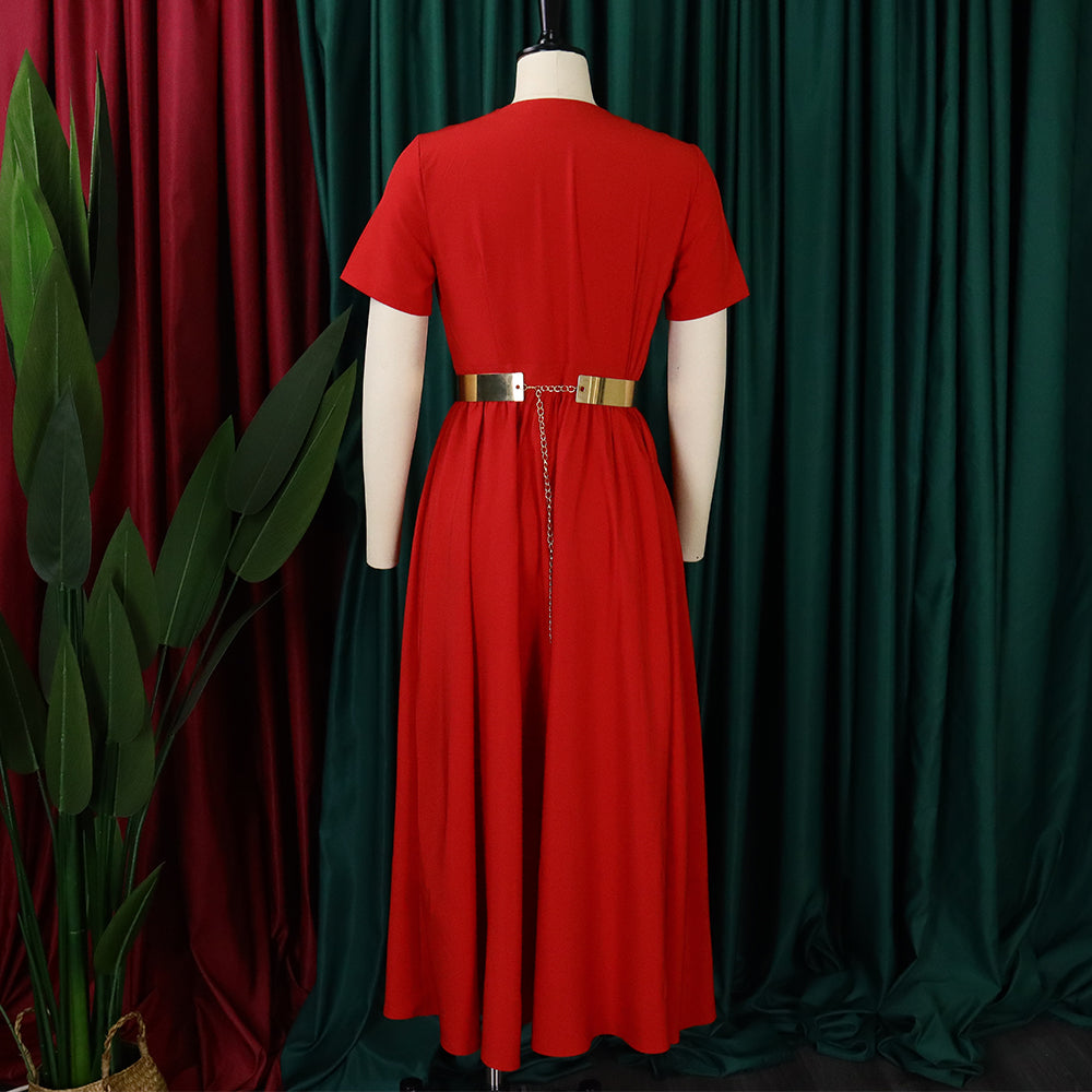 Women Summer Short Sleeve Belted Dress 10