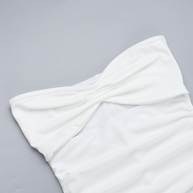 Women Summer Women Beach Holidays Strapless Hollow Dress 13
