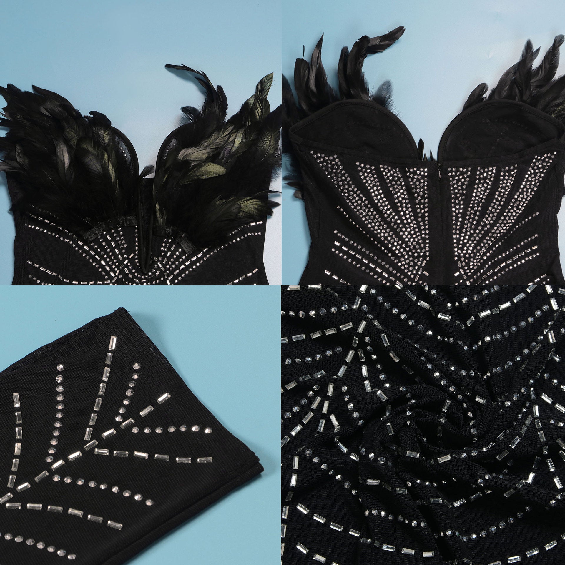 Women Sexy Feather Beaded Sleeveless Jumpsuit 14