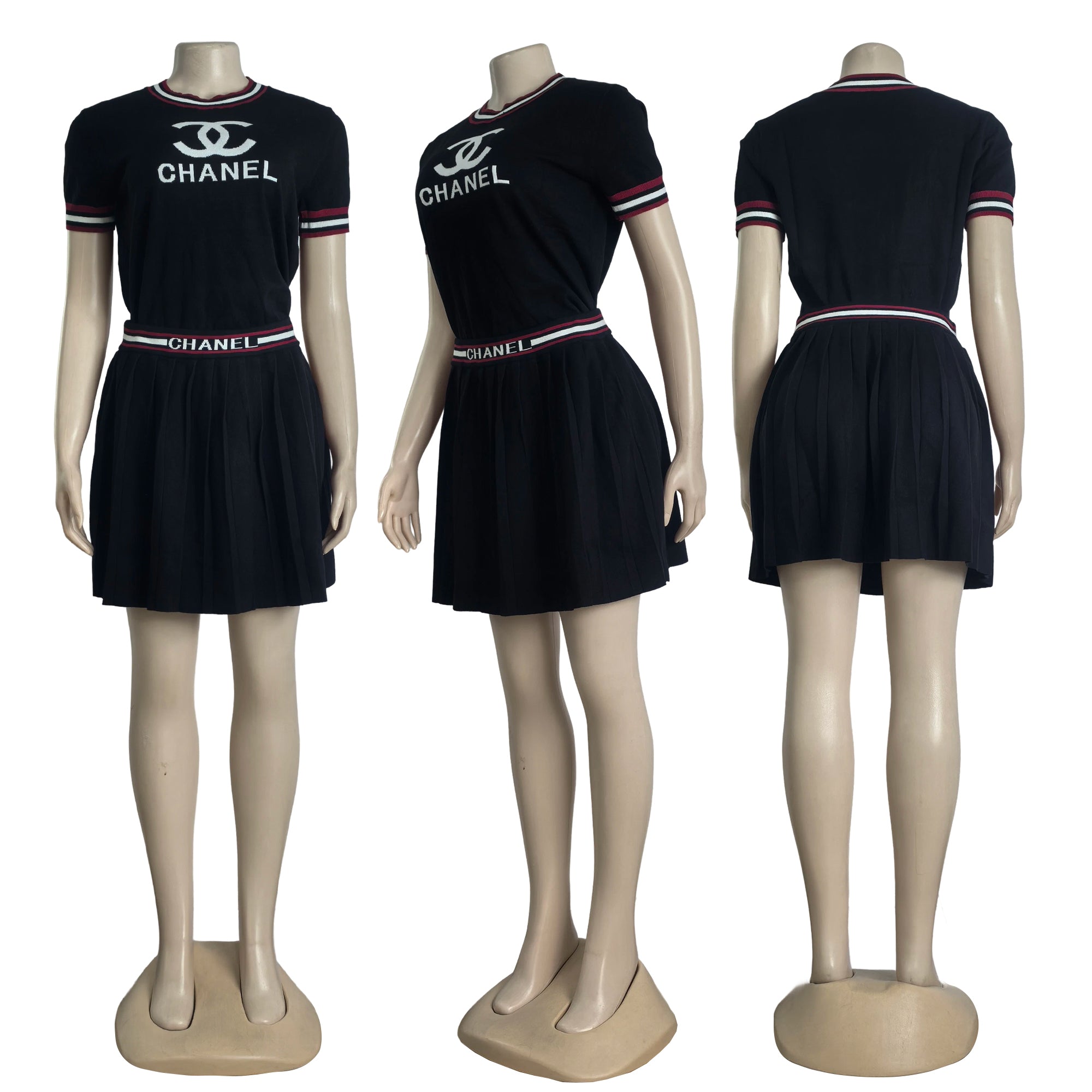 Women Print Short Sleeve and Skirt Two Piece Set 19