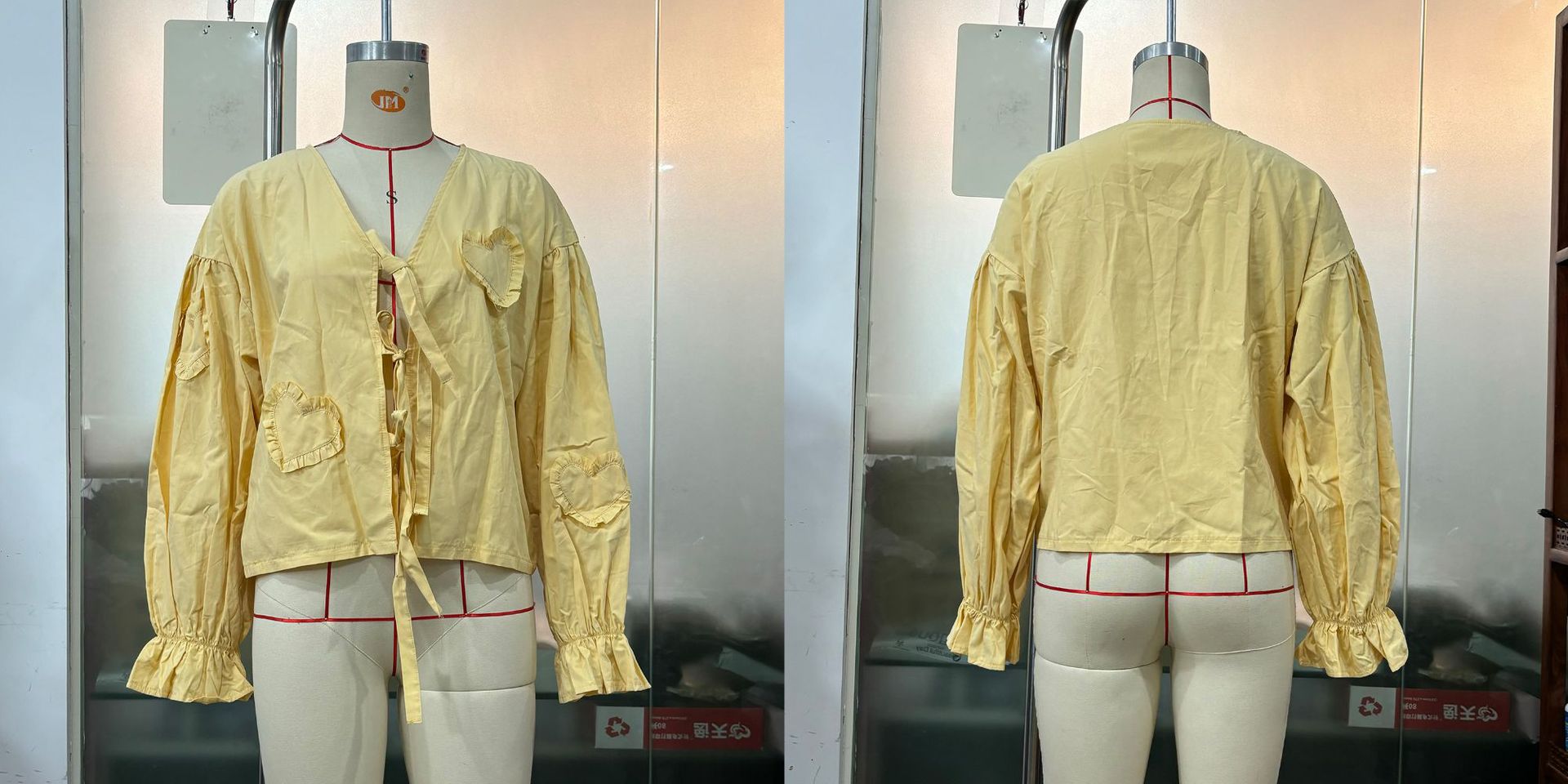 Long Sleeve Solid Color Lace-Up Tie Bow Shirt Top 14