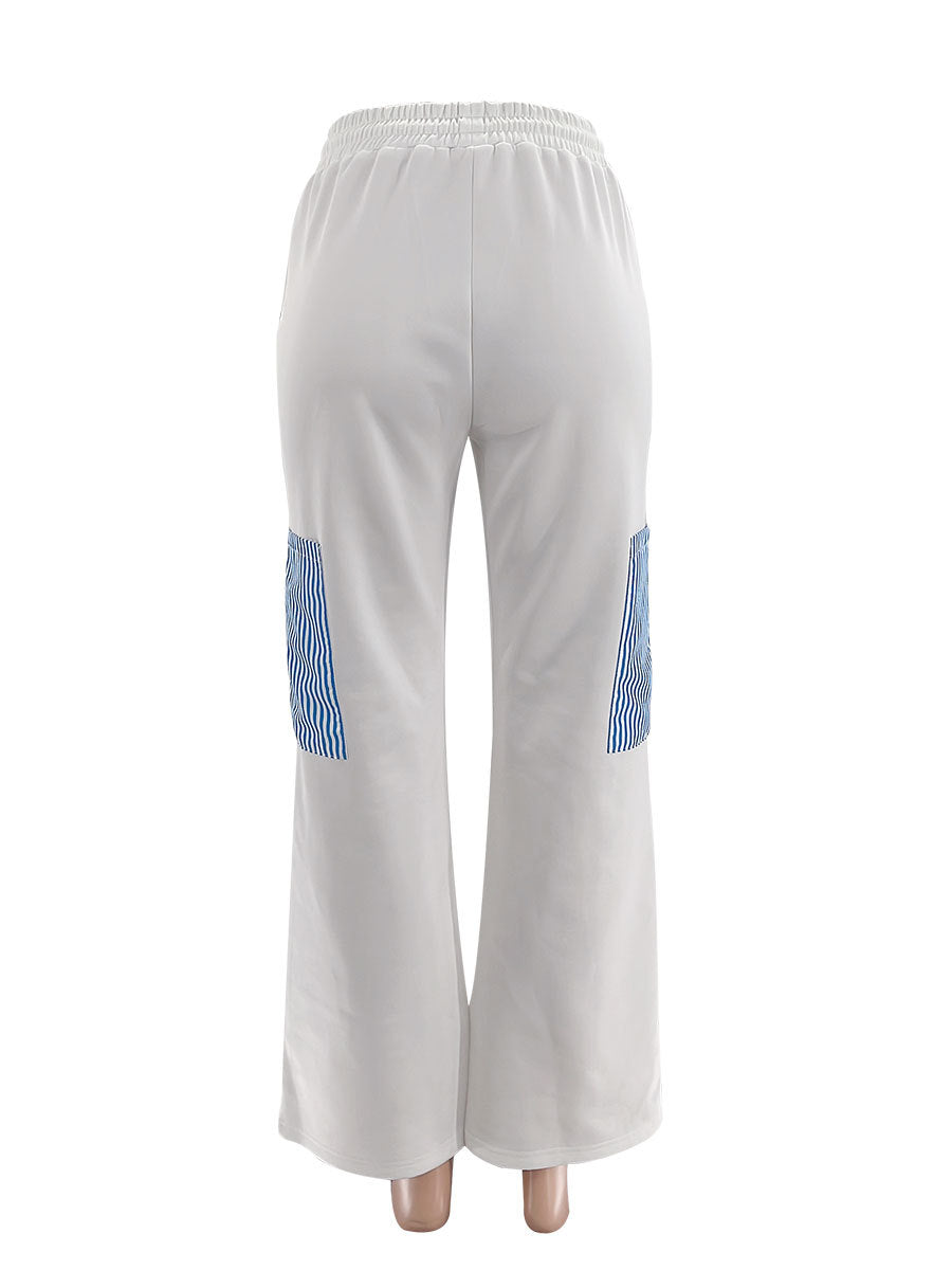 Women Casual striped color-blocked long-sleeved shirt and trousers two-piece set 19