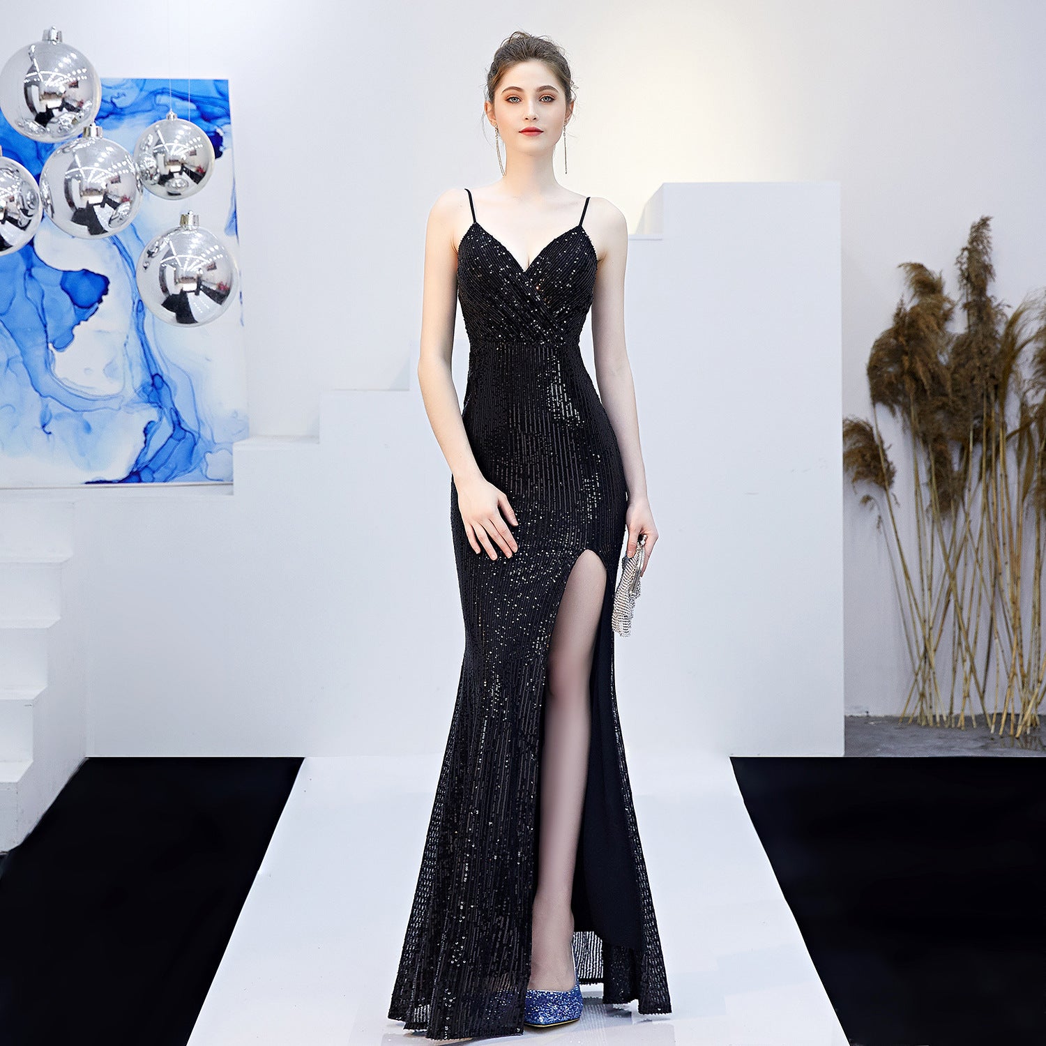 Women Party Sexy Fishtail Maxi Evening Dress 3