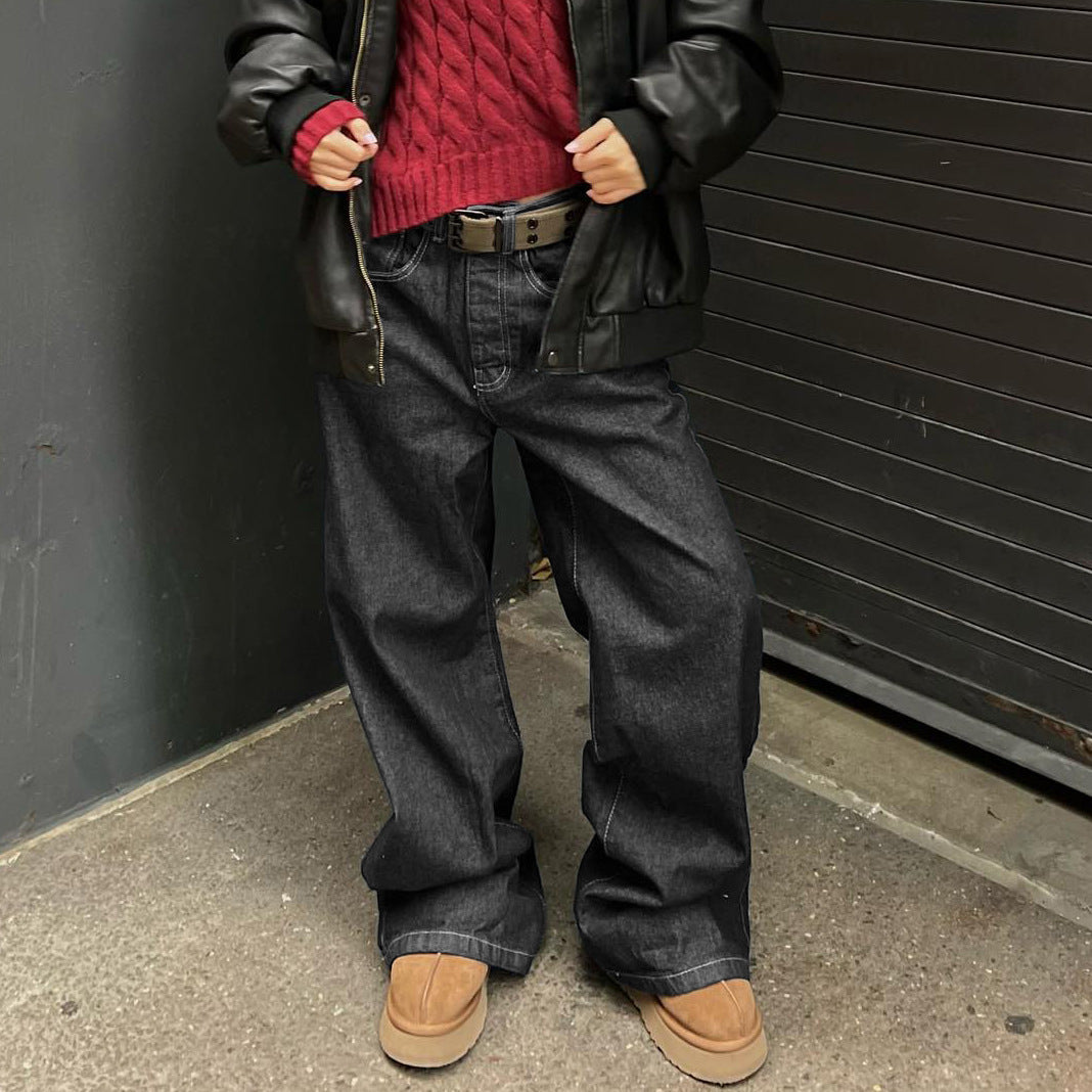 Women's High Waist Wide Leg Loose Denim Pants 6