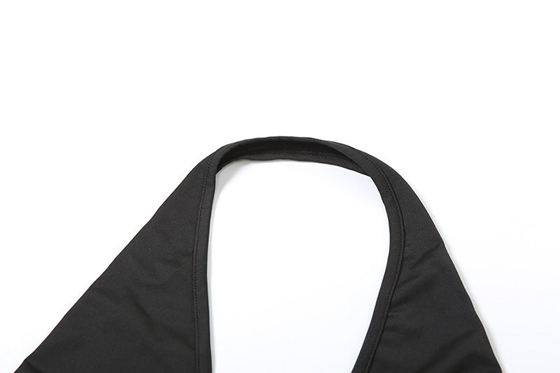 Spring Summer sexy Halter Neck Low Back Lace strap Vest high waist Long skirt fashion two piece set for women 10