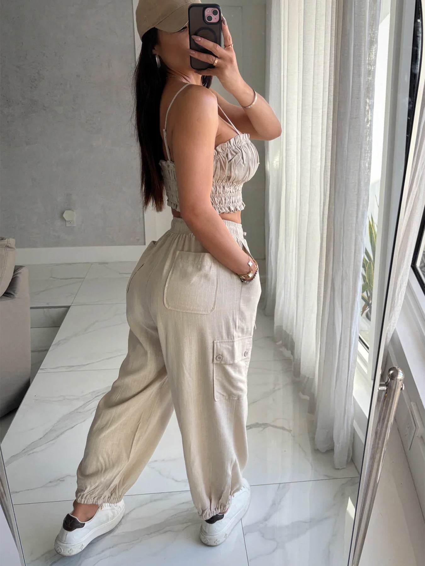 Women casual sexy strapless top and pants two-piece set 3