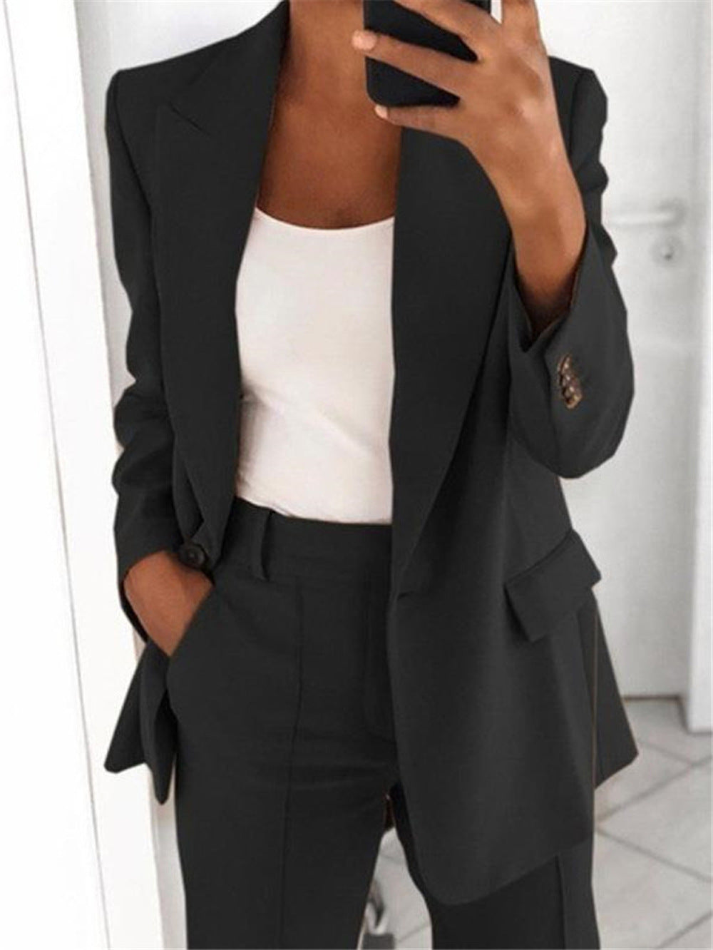 Spring/Summer Fashion Turn-Down Collar Blazer Pants Set 9