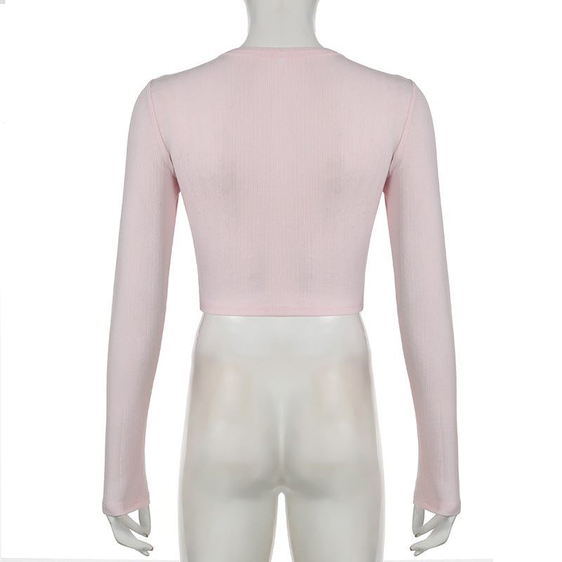 Women Casual two-piece set knitting basic button-down long-sleeved Top elastic trousers two-piece set pajamas and home clothes 17