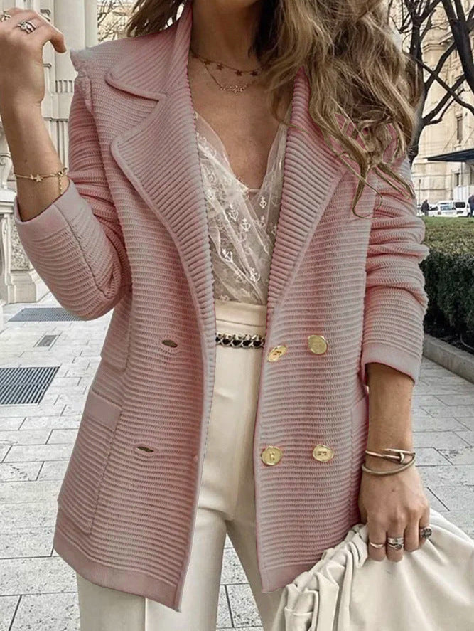 Women's Short Texture Casual Top Long Sleeve Jacket Autumn Winter Women 6