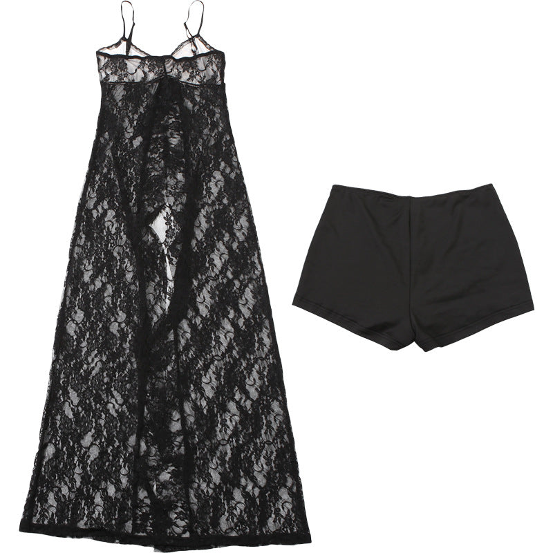 Women Summer Street Lace Patchwork Strap Top and Shorts Two-piece Set 11