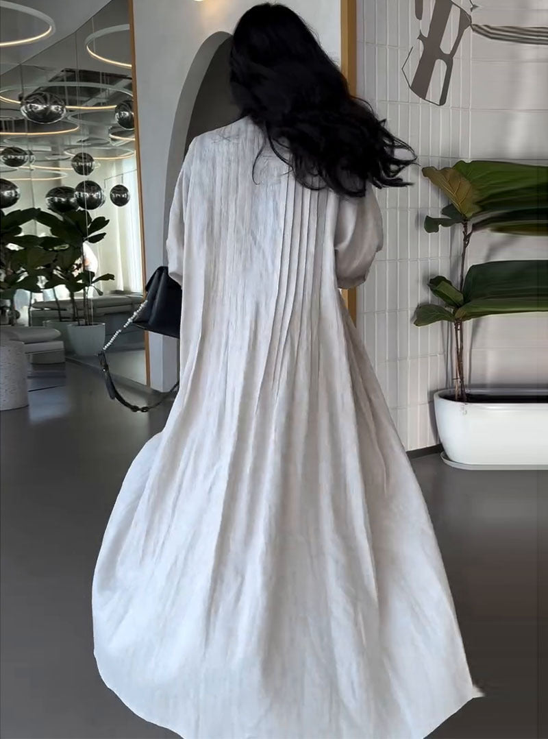 Chic Fashion Pleated Loose Long Shirt Coat 7