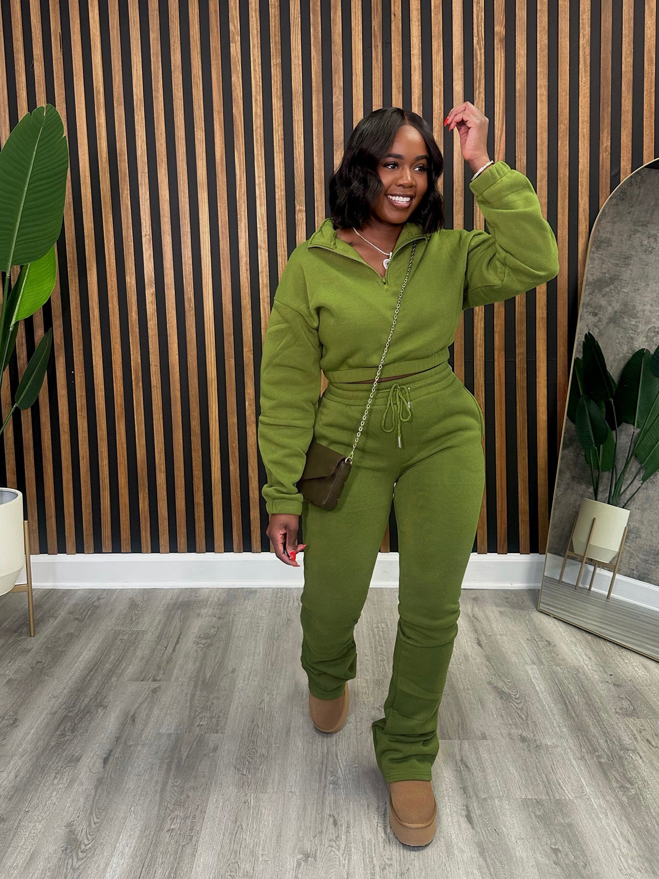 Women Fall and Winter Zipper Hoodies and Pants Sports Two Piece Set 6