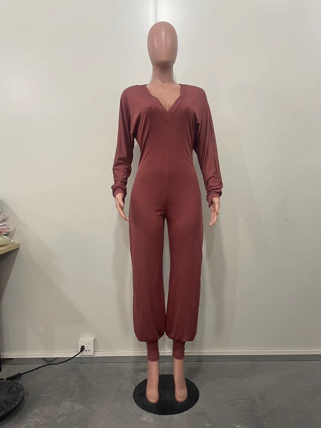 Women Ribbed Solid Patchwork Jumpsuit 16